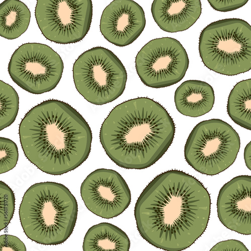 bright green pattern with kiwi, banner for advertising with kiwi, on a white background, poster transparent seamless
