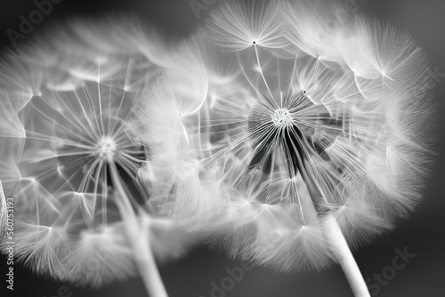 Closed Bud of a dandelion. Dandelion white flowers. IA technology