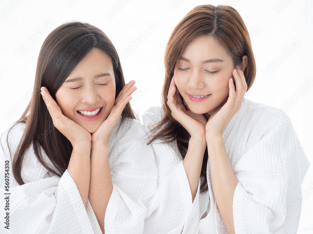 Beautiful young woman relaxing with closed eyes, waiting for massage in the home spa Beautiful young woman relaxing with closed eyes, waiting for massage in the home spa