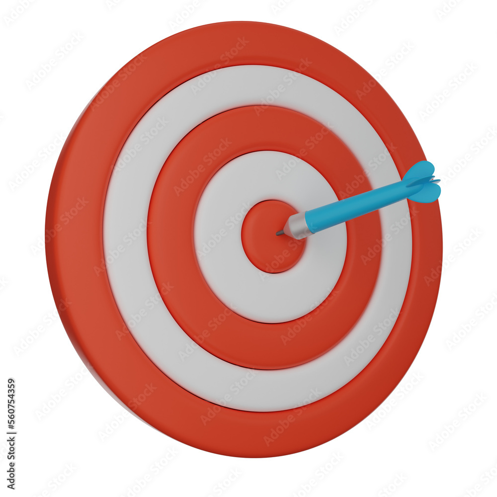 dart on target 3d rendering illustration
