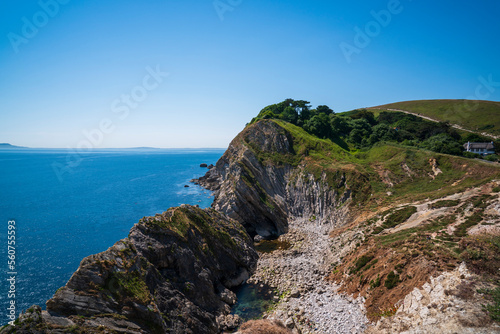 Lulworth Cove near the village of West Lulworth, on the Jurassic Coast in Dorset, southern England