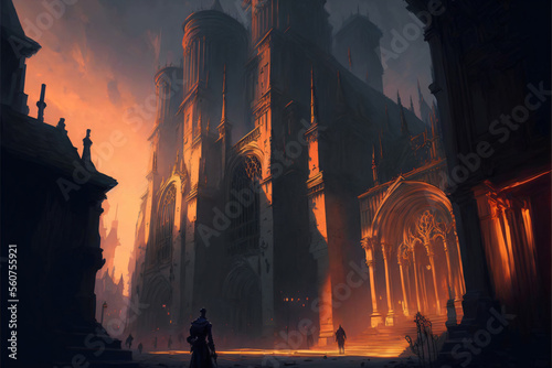 Fantasy Medieval Cathedral Church Concept Art