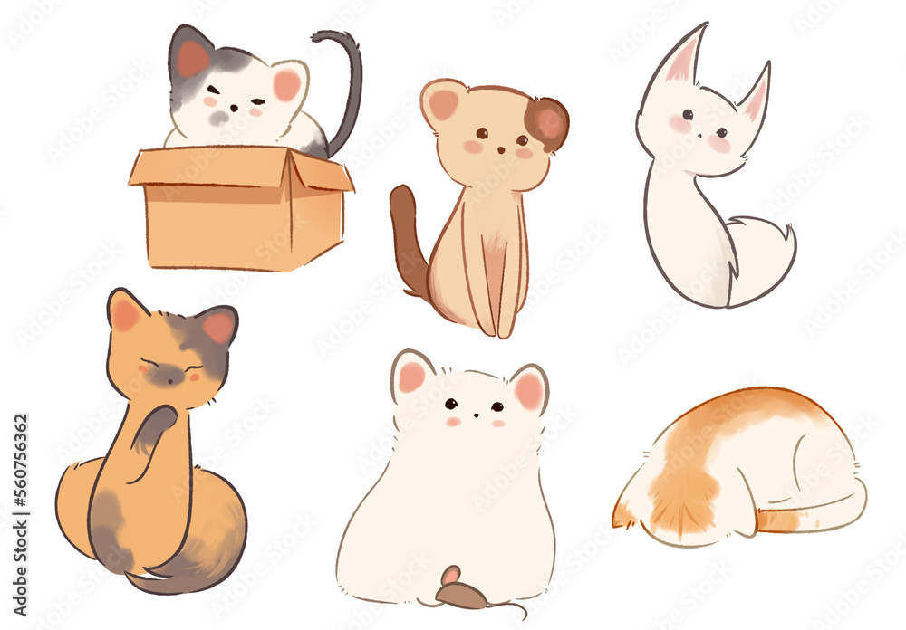 set of funny cartoon cats set of funny cartoon cats