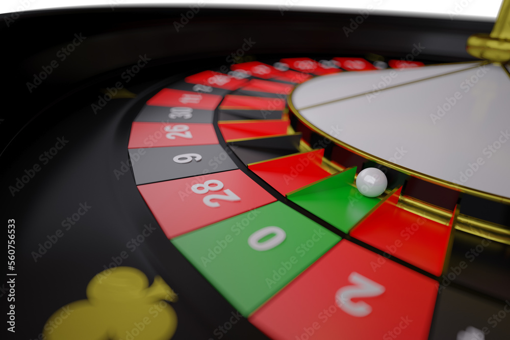 Obraz premium 3D illustration for american roulette, casino games for fun, money and luck, dice, casino chips