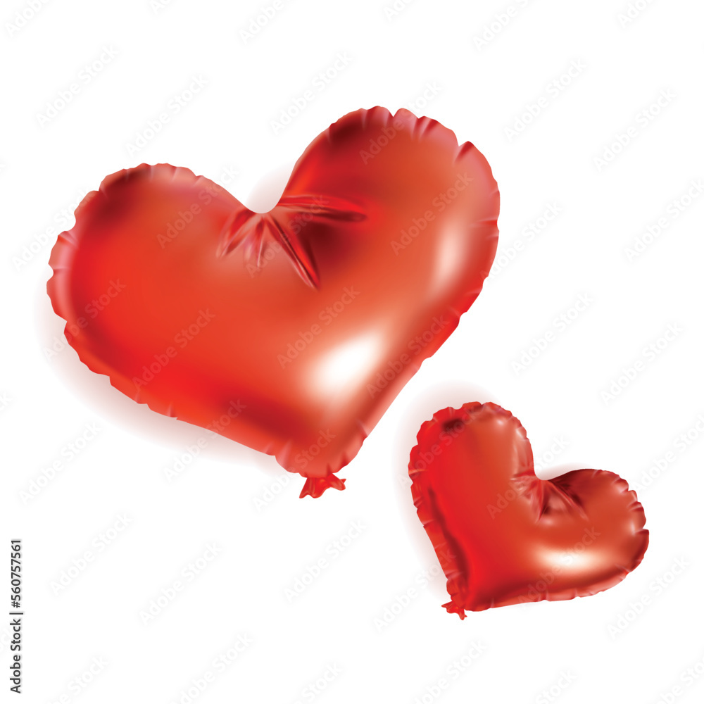 Realistic Detailed 3d Heart Shape Helium Balloons Set Valentine Holiday Concept Isolated on a White Background. Vector illustration Realistic Detailed 3d Heart Shape Helium Balloons Set Valentine Holiday Concept Isolated on a White Background. Vector illustration