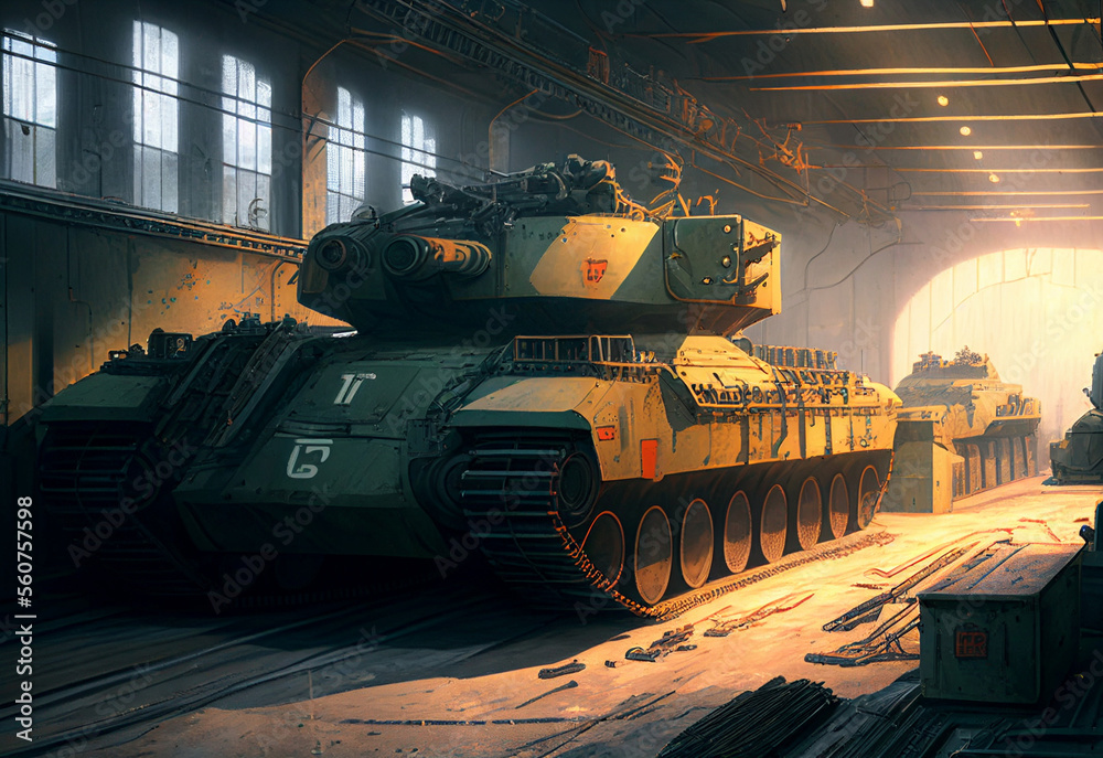 Production of tanks. Factory that creates tanks for military needs.. Production of tanks. Factory that creates tanks for military needs..