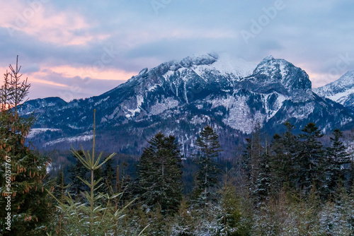 Tatra Mountains winter time. Tatras National Park Poland. Snow-covered winter mountain. Winter landscape in the Tatra Mountain