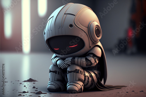 Cute lonely sad forgotten abandoned baby robot, generative ai