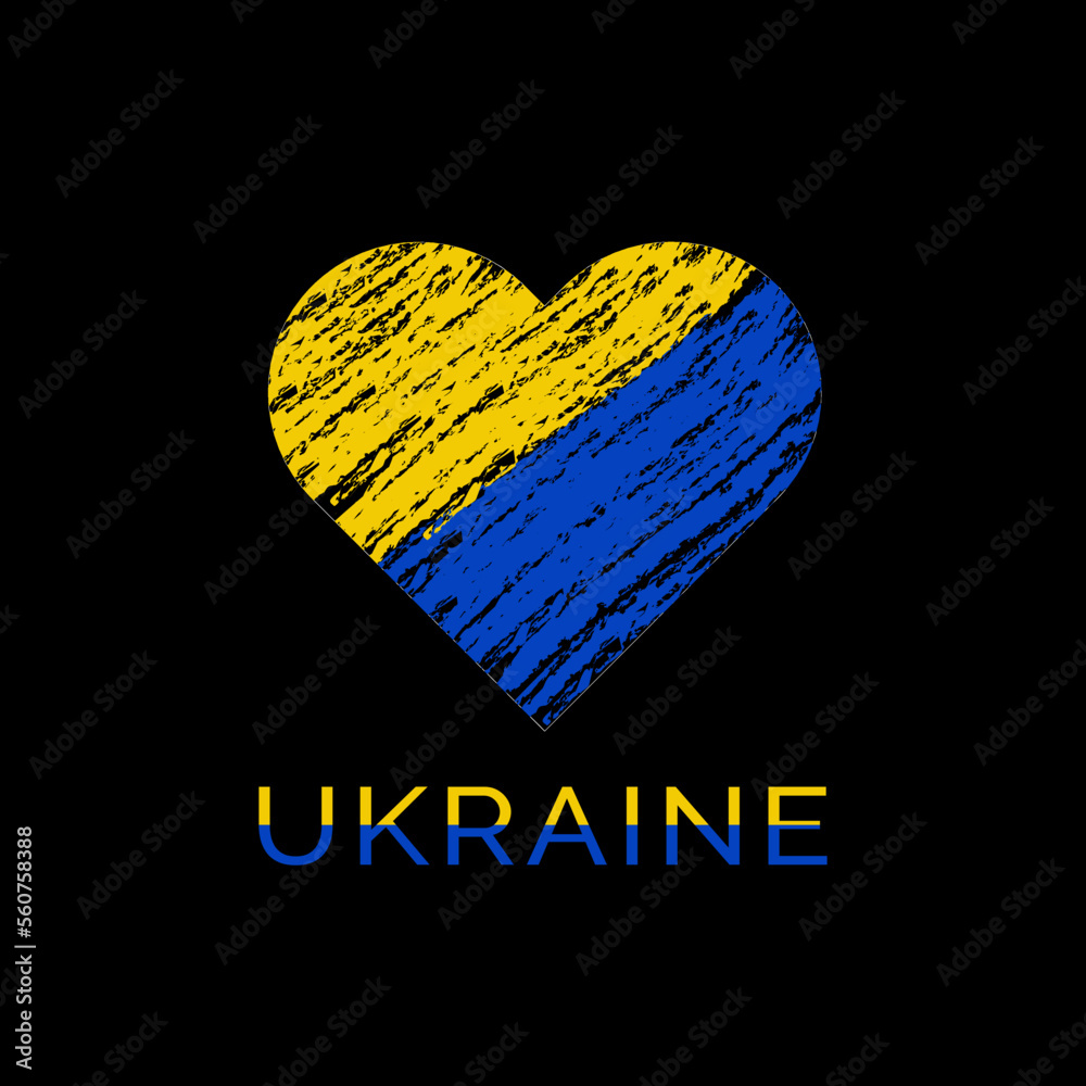 Love Ukraine, heart emblem national flag colored. Flag of Ukraine with heart shape - vector illustration