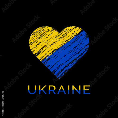 Obraz na płótnie Love Ukraine, heart emblem national flag colored. Flag of Ukraine with heart shape - vector illustration w salonie
