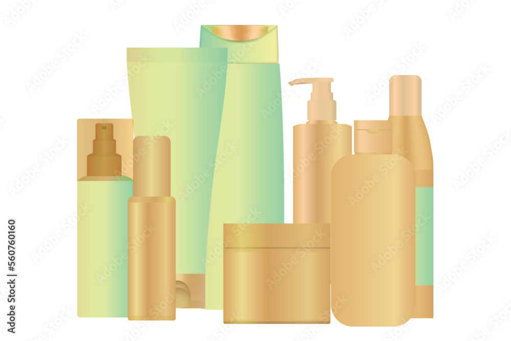 Set of realistic package for luxury cosmetic product.