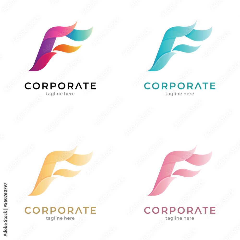 Fototapeta premium Fire letter F gradient logo variation