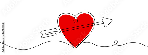 Heart. Abstract love symbol. Continuous line art drawing vector illustration. Family symbol