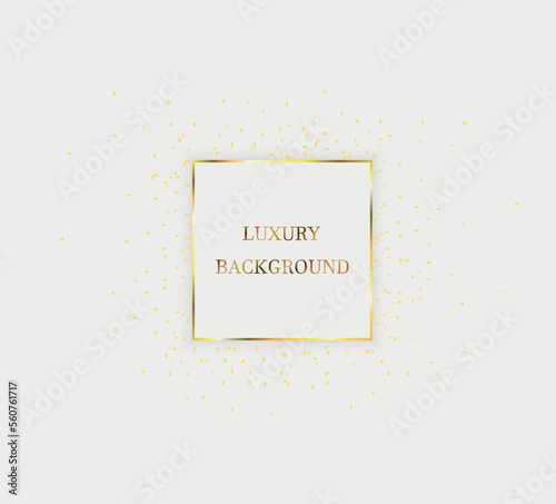 Black Friday luxury banner. Golden text on white square label frame. Light geometric pattern background. Vector illustration.