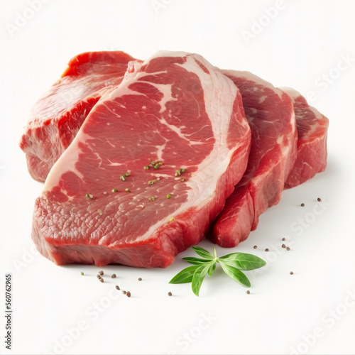 Fresh raw beef steak isolated on white background