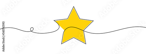 Continuous one line drawing of a star. Vector illustration