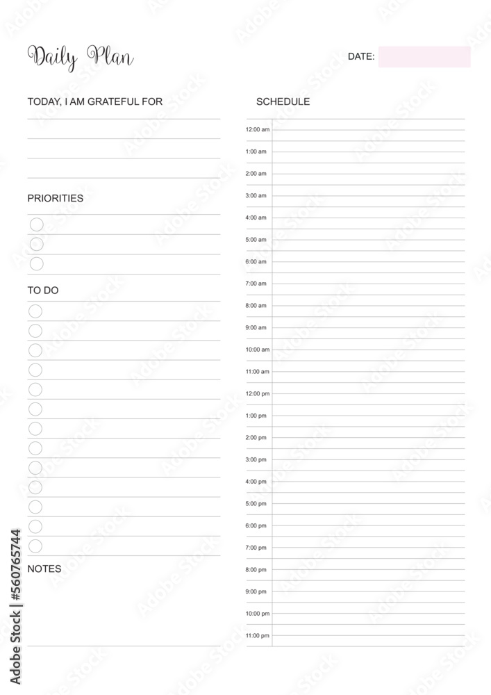 Daily Planner Calendar, KDP Interior, To Do Planner, Vector PDF, Blank Calendar Daily Planner Calendar, KDP Interior, To Do Planner, Vector PDF, Blank Calendar