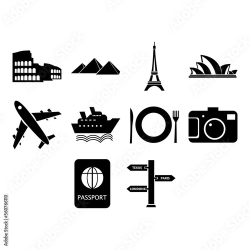 world travel icon set