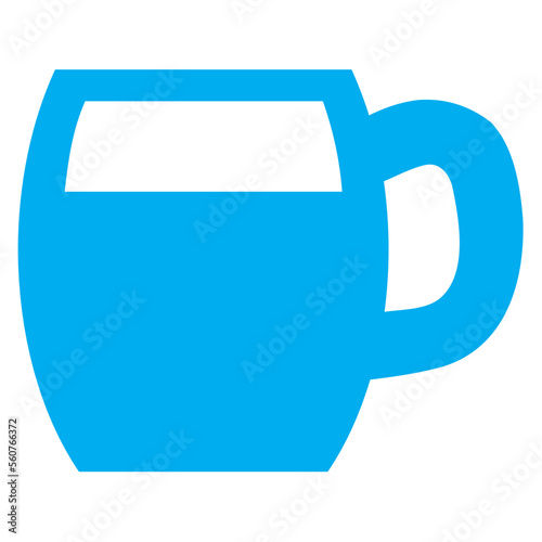 Blue and white vector graphic of a map symbol for a public house. It consists of a blue silhouette of a tankard