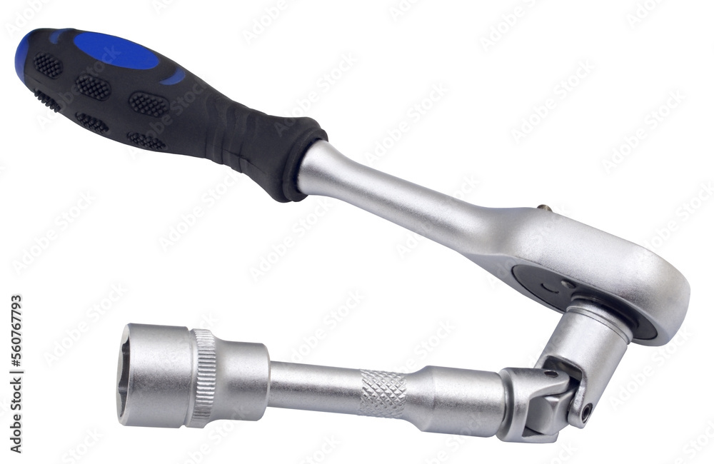 Ratchet wrench with rubberized handle with hexagonal socket Ratchet wrench with rubberized handle with hexagonal socket