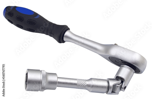 Ratchet wrench with rubberized handle with hexagonal socket