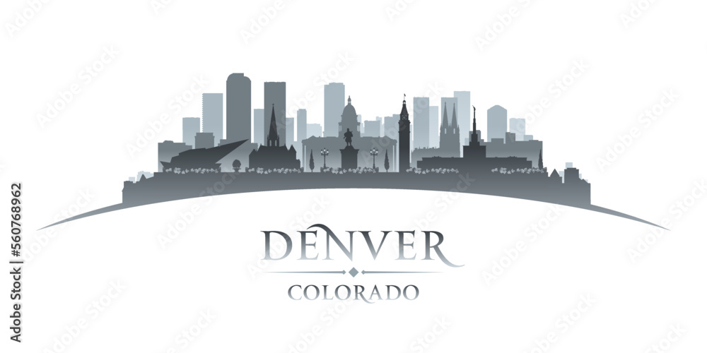 Denver Colorado city silhouette white background