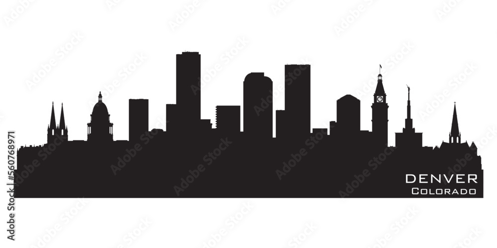 Denver Colorado city skyline vector silhouette