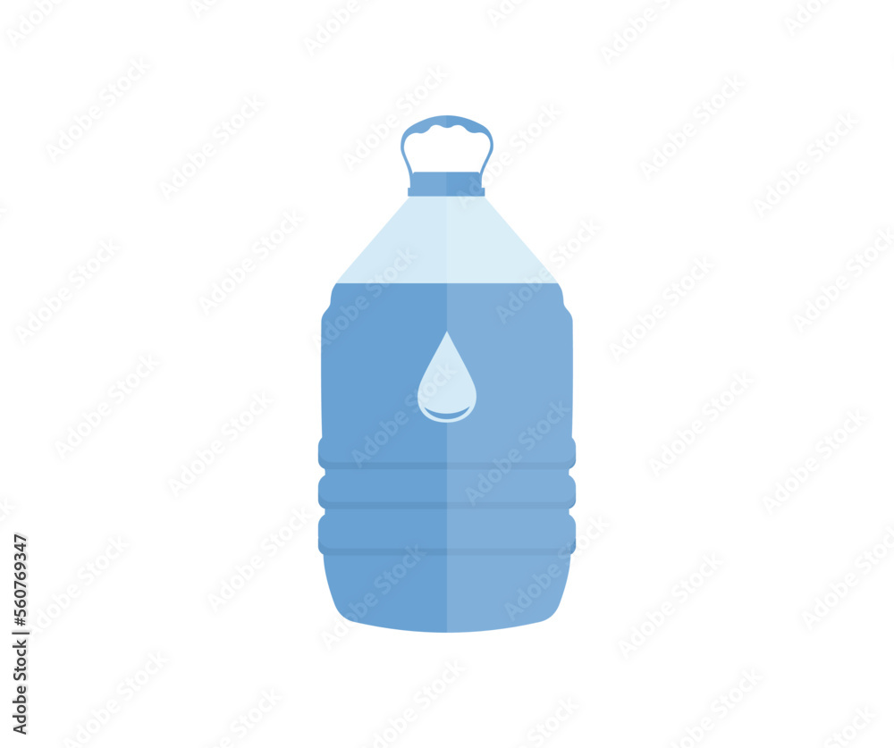 Big water bottle. Healthy agua bottle logo design. Bottle of clear transparent water in a blue. Natural and healthy lifestyle concept, water bottle vector design and illustration.