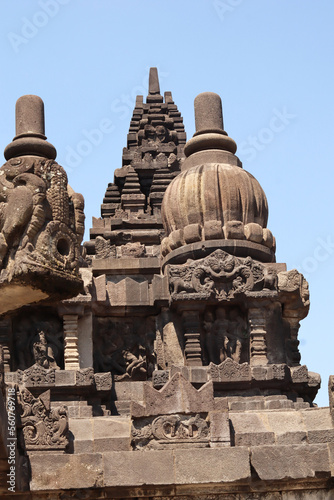prambanan temple with clear sky background on a sunny day in Indonesia