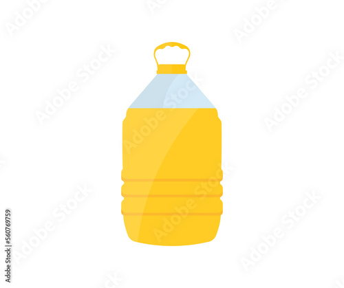 Sunflower oil product in plastic bottle logo design. Vegetable oil production. Natural cooking oil vector design and illustration.
