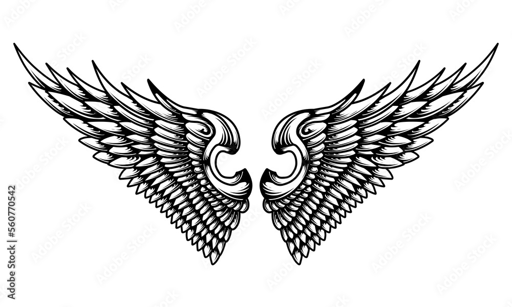 Obraz premium vector angel wings tribal tattoo 