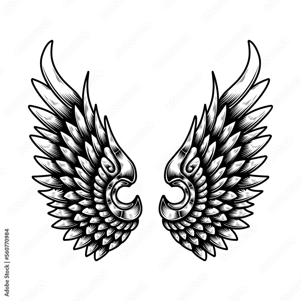 vector angel wings tribal tattoo vector angel wings tribal tattoo