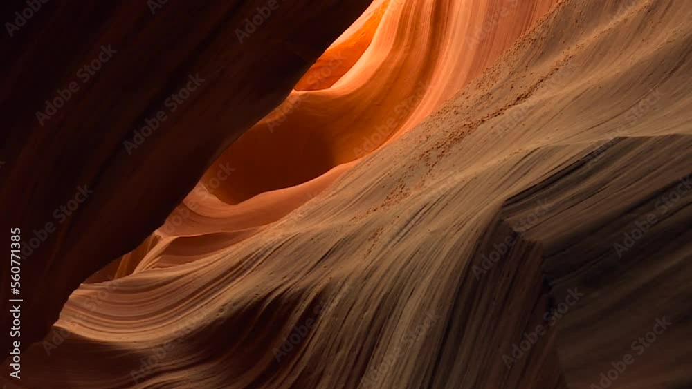 Dramatic shot of Antelope Canyon inner walls. Tourist Destination.