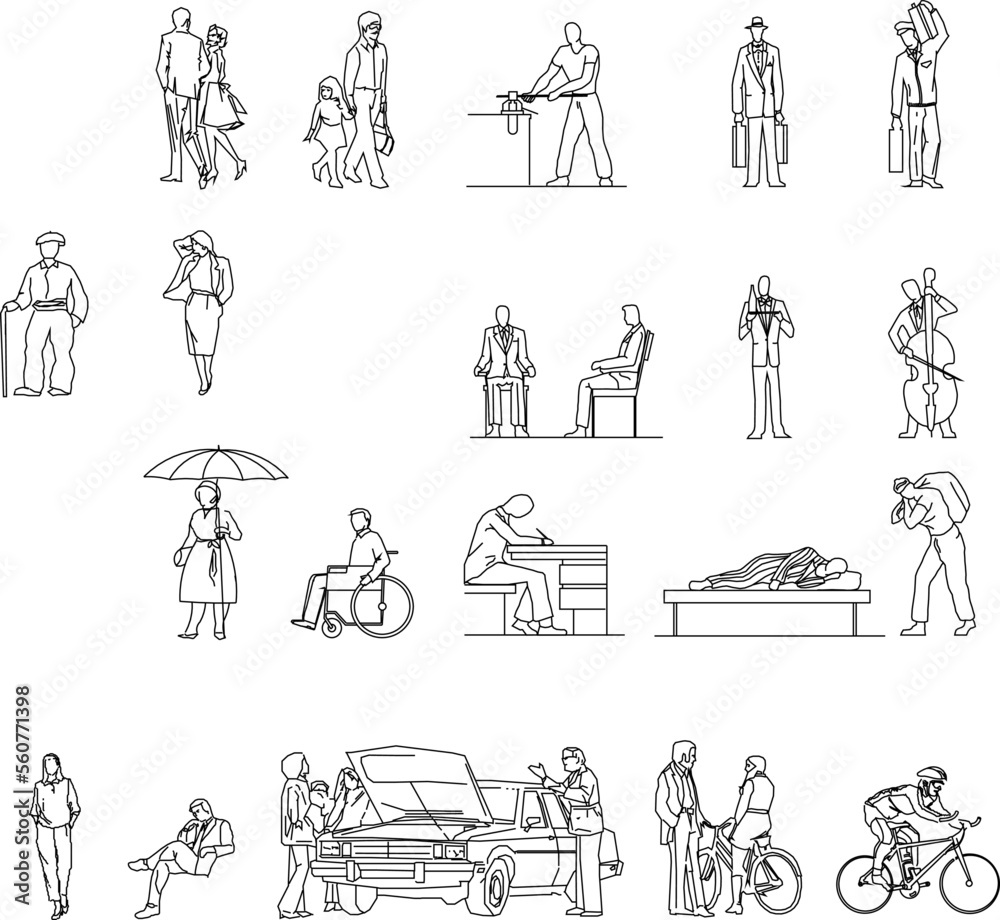 Obraz premium collection of vector sketch designs of illustrations of people doing activities