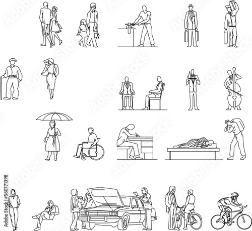 collection of vector sketch designs of illustrations of people doing activities