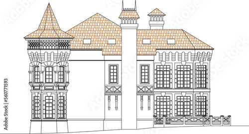 sketch vector illustration design of a magnificent castle of ancient classic kingdom in fairyland