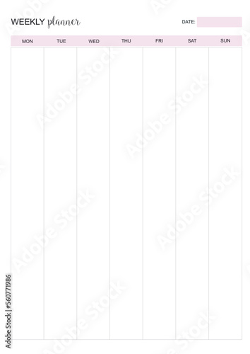 Weekly Planner, KDP Interior, To Do Planner, Vector PDF, Blank Calendar