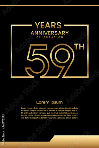 59th Anniversary template design with gold color for celebration event  invitation  banner  poster  flyer  greeting card  book cover. Vector Template