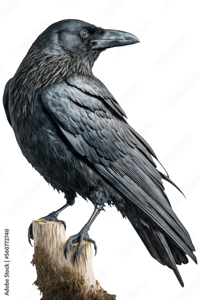 Fototapeta premium Raven isolated, png, transparent background, black