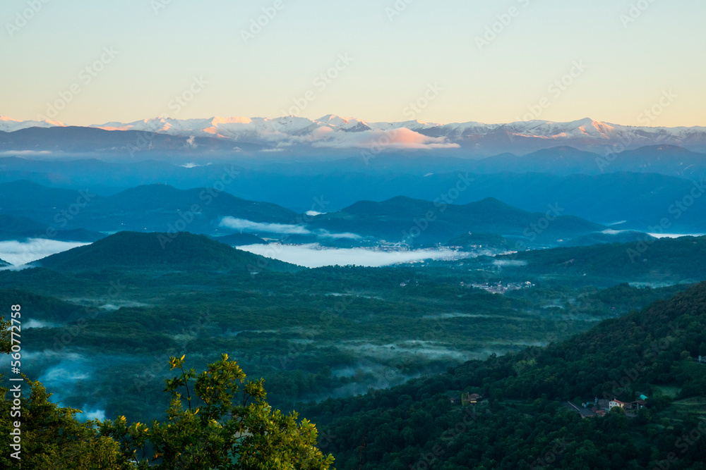 Spring sunrise in La Fageda D En Jorda Forest, La Garrotxa, Spai