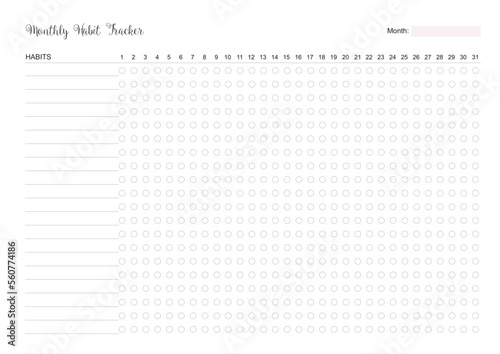 Monthly Habit Tracker, Monthly Planner, KDP Interior, To Do Planner, Vector PDF, Blank Habit tracker