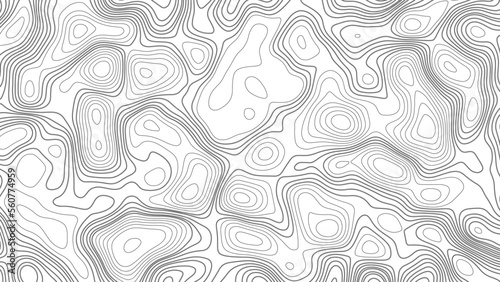 Topographic map. Geographic mountain relief. Abstract white topography vector background. Line topography map design. The concept of conditional geographical pattern and topography.	