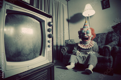 Clown Watching Television - Generative Ai