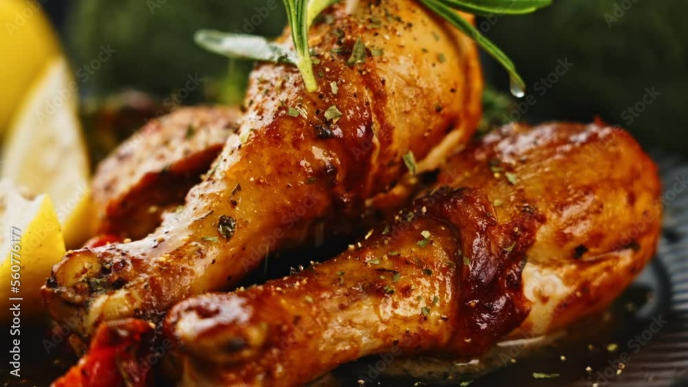 Delicious roast chicken leg video