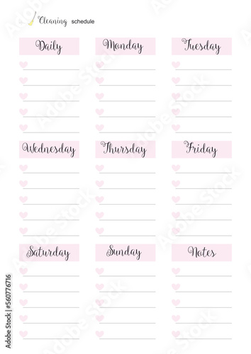 Cleaning Schedule, Weekly Cleaning Planner, Cleaning Planner, Cleaning Calendar, Weekly Planner Calendar, KDP Interior, To Do Planner, Vector PDF, Blank Cleaning Schedule