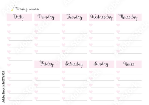Cleaning Schedule, Weekly Cleaning Planner, Cleaning Planner, Cleaning Calendar, Weekly Planner Calendar, KDP Interior, To Do Planner, Vector PDF, Blank Cleaning Schedule