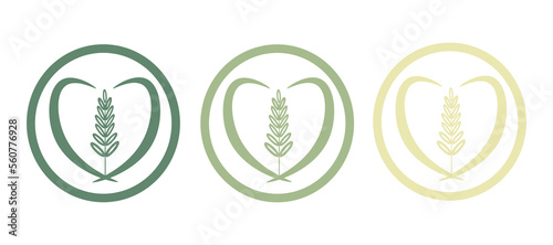 Set of eco-icons with a spike in a circle of three color options. Vector icon on a white background