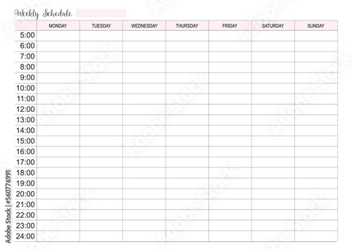 Weekly schedule, Schedule, Weekly planner, Weekly calendar, KDP interior