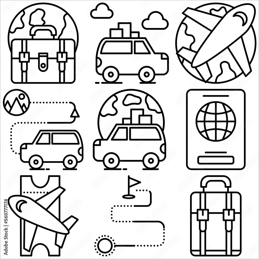Travel icon outline style part five Travel icon outline style part five