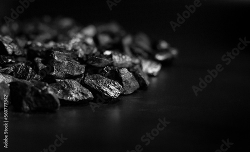 A heap of black natural coal, photo of coal mine background, texture	
